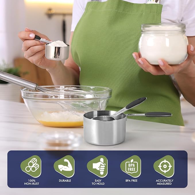 HOTEC 10-PACK Measuring Cups and Spoons Set, Kitchen Gadagets Cooking Baking - Image 3