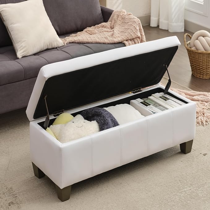 White Faux Leather Ottoman - Image 8