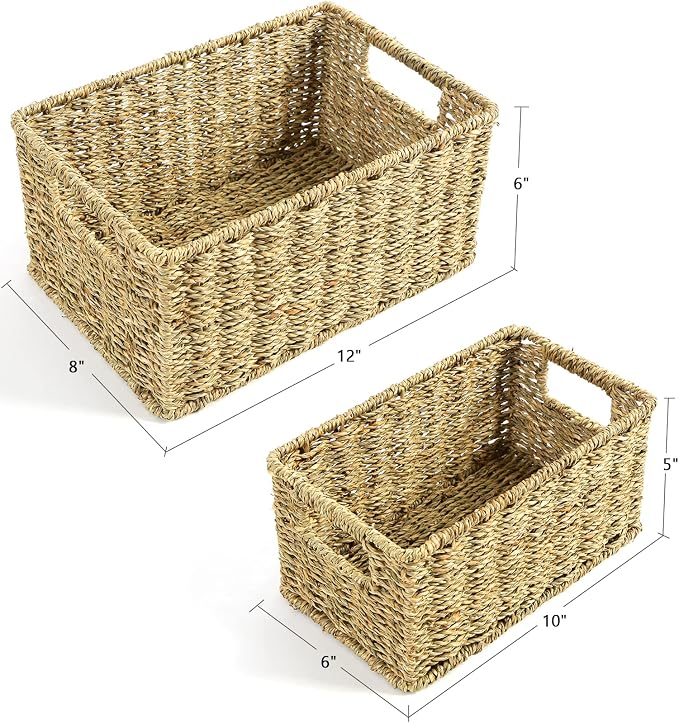 HOONEX Wicker Baskets for Storage, Seagrass Baskets - Image 4
