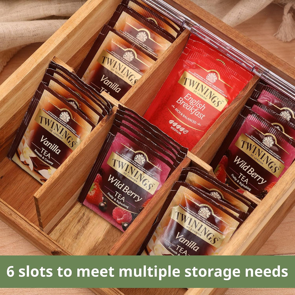 HTB Wood Over Sink Dish Drying Rack & 6 Compartments Tea Bag Organizer