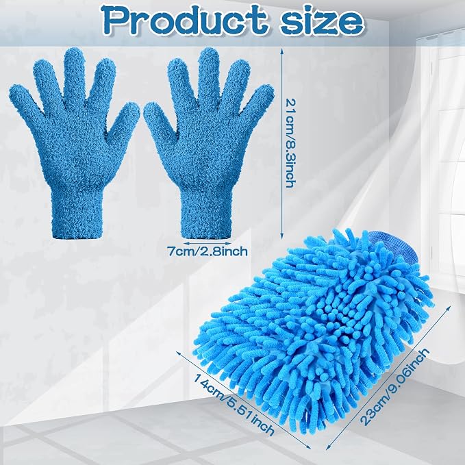 6 Pcs Microfiber Dusting Mitt Gloves Microfiber Washable Dusting Gloves Car - Image 2