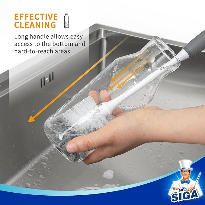 MR.SIGA Long Handle Bottle Brush, Flexible Scrub Brush - Image 4
