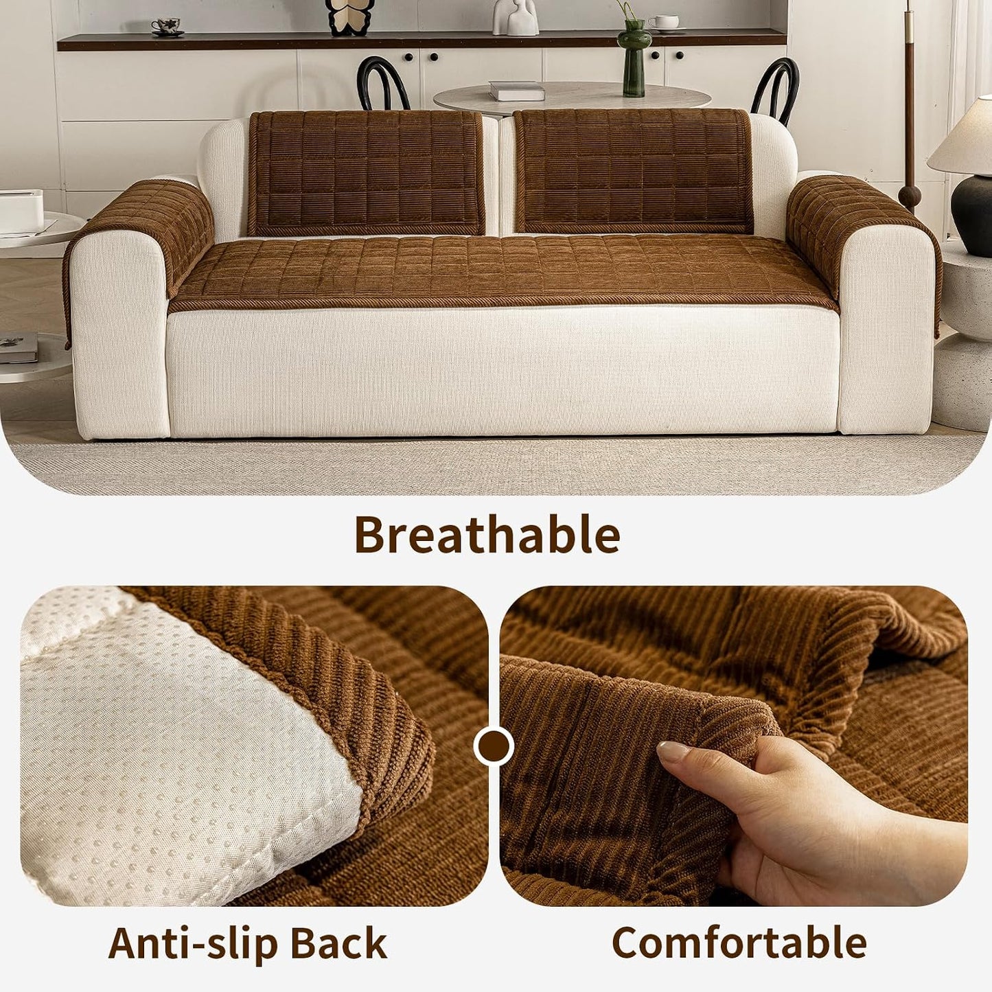 Couch Covers for Dogs Washable, 27.6"x70.9" Non Slip Couch Covers for Loveseat Sofa Pet Friendly, Soft Fuzzy Sofa Covers for Pet, Dog Couch Cover Furniture Protector(1PC,Dark Brown)