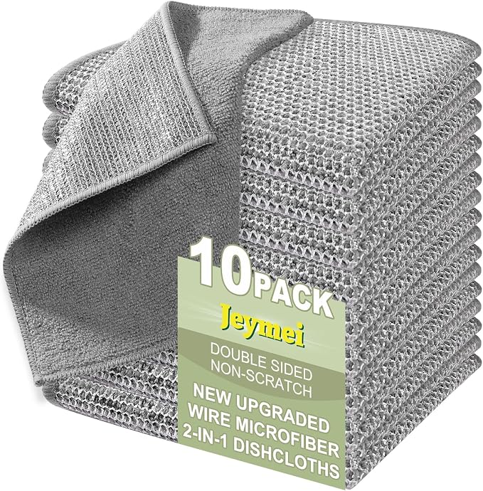 10 Counts Multipurpose Wire Dishwashing Rag, Non Scratch Wire Dishcloth by Jeymei
