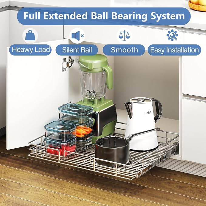 ROOMTEC Pull Out Cabinet Organizer, Cabinet Pull Out Shelves 30" W x 21½" D - Image 2