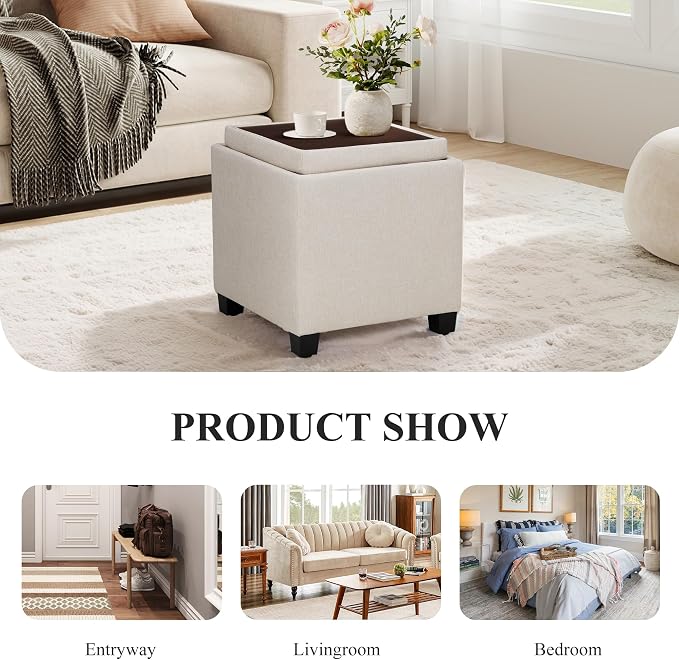 COLAMY Fabric Square Storage Ottoman - Image 5