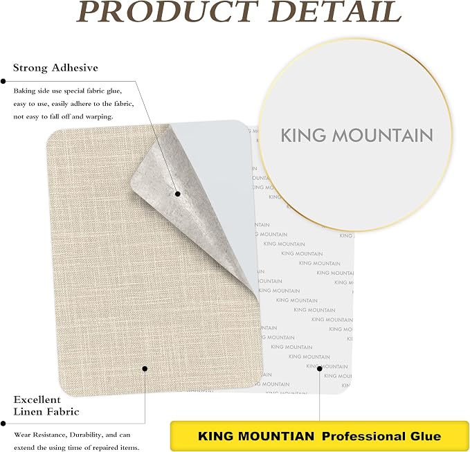 KING MOUNTAIN Fine Linen Fabric Patches, Self-Adhesive, 8x11 inch Extra Size - Image 2