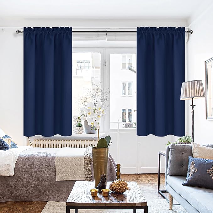 DWCN Kitchen Curtains for Small Windows 45 inch Long 2 Panels Set, Rod Pocket - Image 2