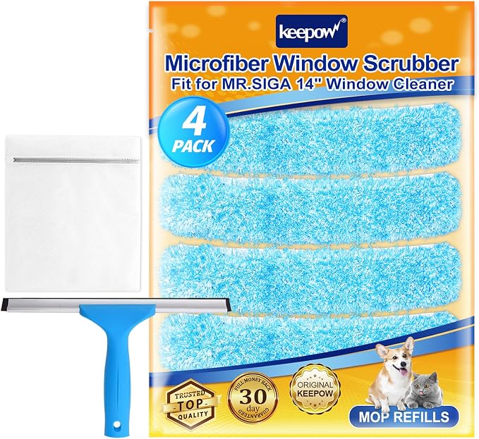 KEEPOW 14" Microfiber Window Scrubber Refill Replacement Compatible by KEEPOW