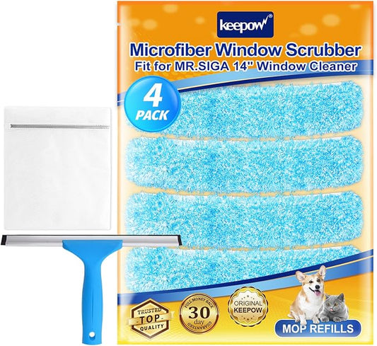 KEEPOW 14" Microfiber Window Scrubber Refill Replacement Compatible by KEEPOW