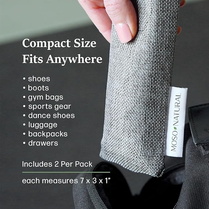 Moso Natural Shoe Deodorizer Inserts, Charcoal Odor Absorber - Image 3