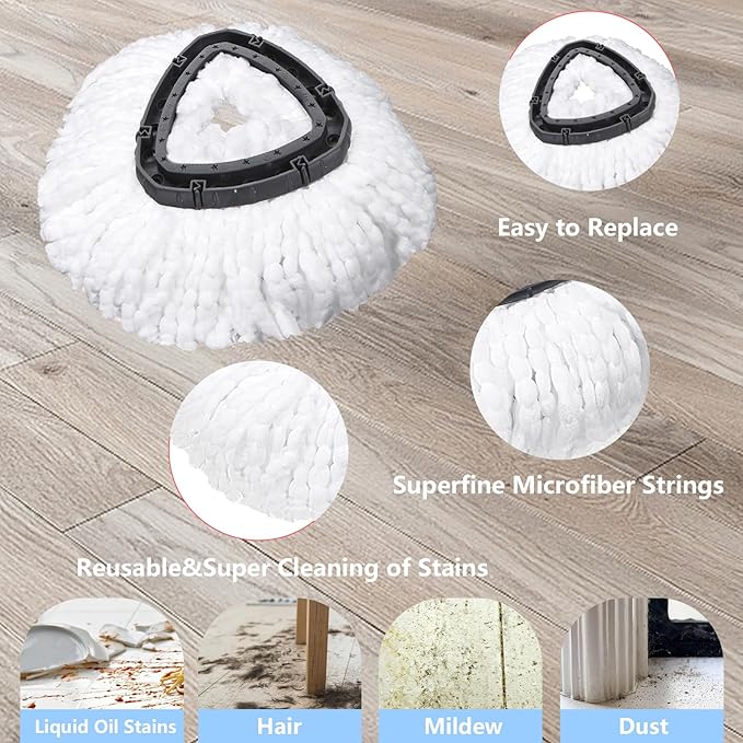 Wa.IE JiemiMicrofiber Spin Mop Refills Head Compatible - Image 6