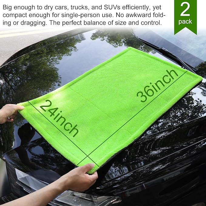 2 Pack XL Car Drying Towel – 1300GSM Ultra Absorbent Microfiber, Twisted Loop - Image 2