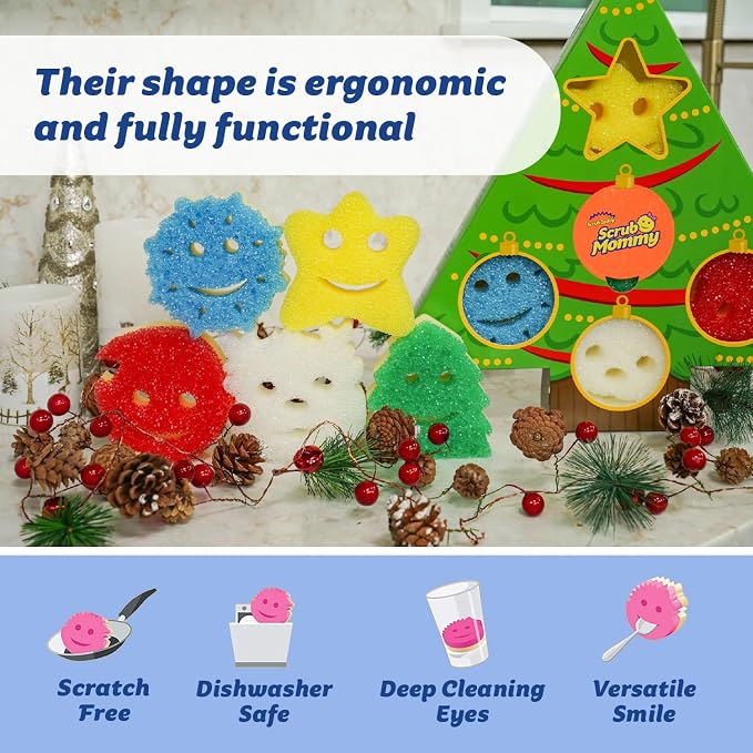 Scrub Daddy Scrub Mommy Holiday Christmas Tree Gift Box Set, Non-Scratch - Image 4