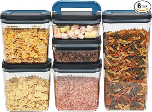 Flip-Lock Airtight Food Storage Containers 6-PC, Leakproof Ring Seal Top by LINKLIFE