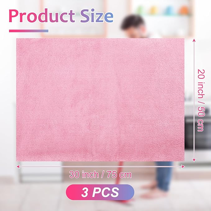 Newwiee 3 Pcs Extra Large Microfiber Cleaning Cloth 30" x 20" Washable Reusable - Image 2