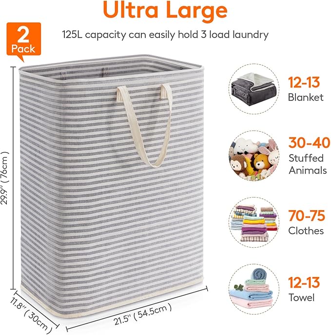 Lifewit 2 Pack Laundry Hamper Large Collapsible Laundry Baskets, Freestanding - Image 3