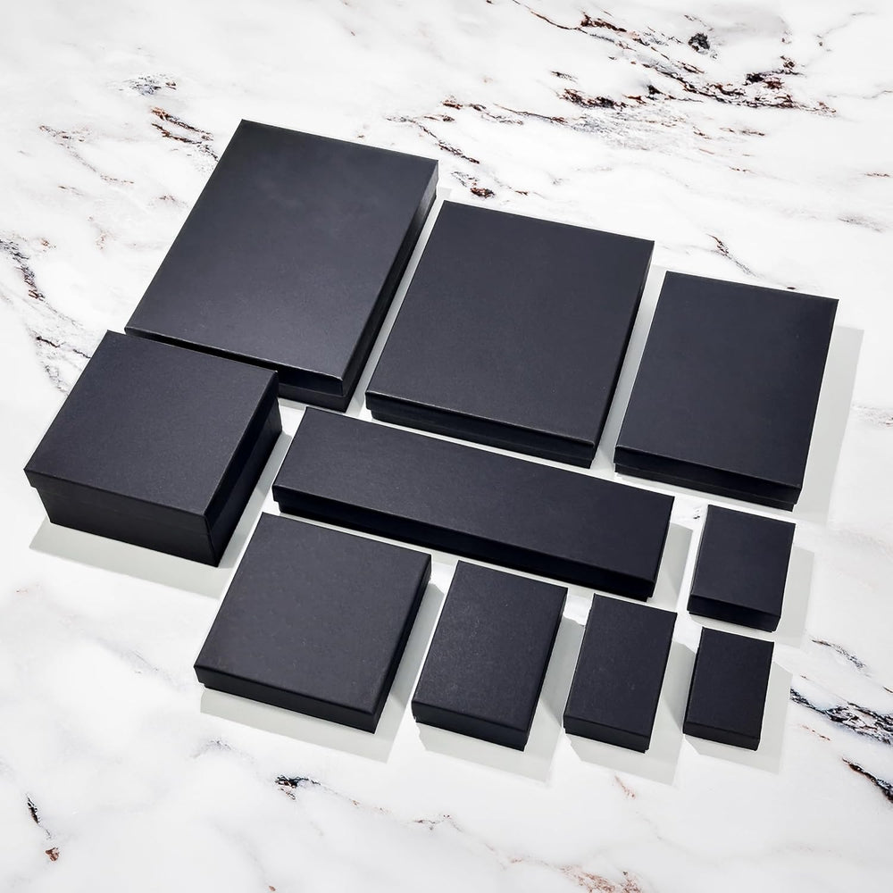 TheDisplayGuys 100 Cardboard Jewelry Gift Boxes with Inserts - Matte Black