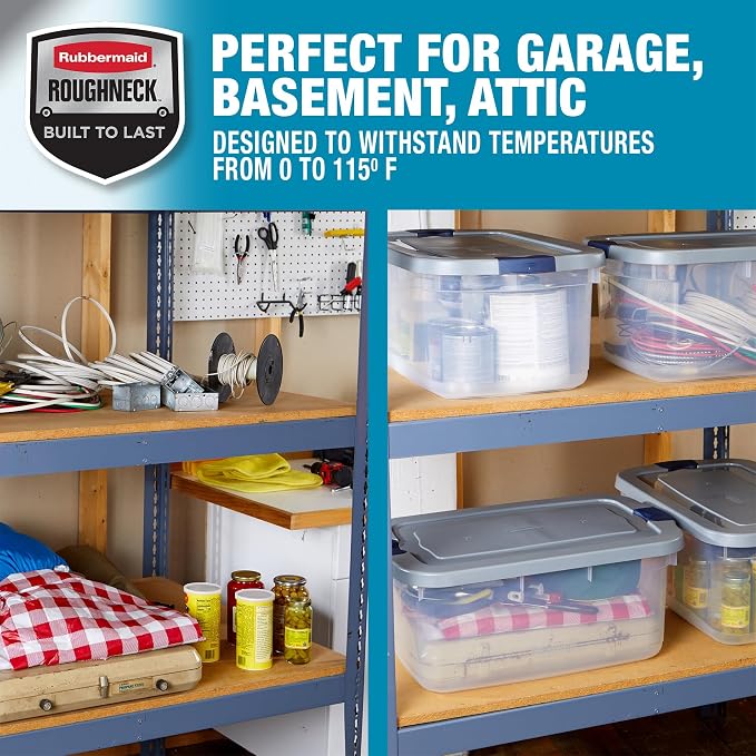 Rubbermaid Roughneck Clear 50 Qt/12 Gal Storage Containers, Visible Base - Image 5