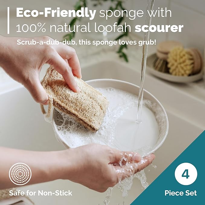 Jungle Culture Eco Sponge Set of 4 • Eco Friendly Natural Dishwashing Sponges • - Image 4