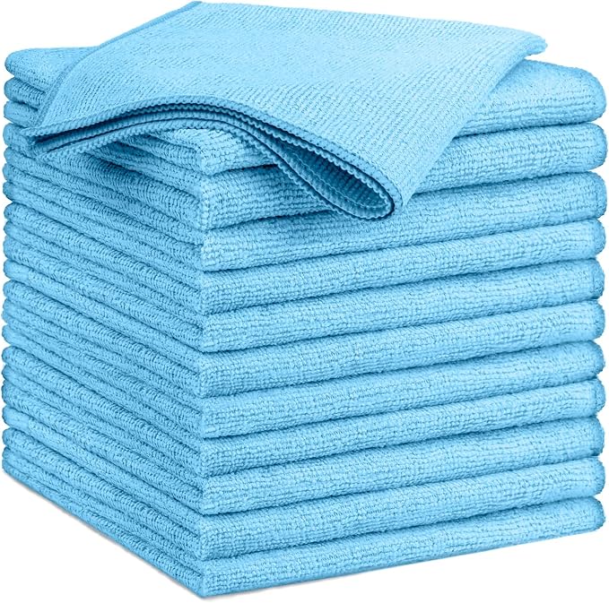GLIMGLINT Blue Microfiber Cleaning Cloth, 12 Pack Cleaning Towels by Unknown