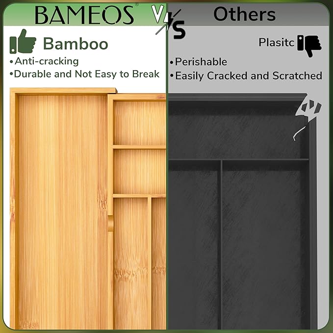 BAMEOS drawer organizer flatware organizer cutlery tray silverware organizer - Image 4