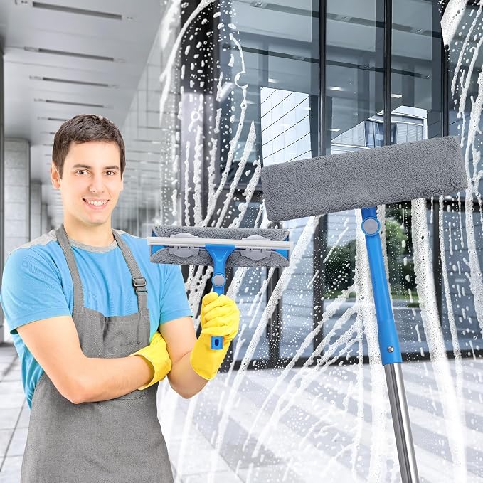 20 Feet+ High Reach Window Squeegee, 2-in-1 Window Cleaner Tool - Image 7