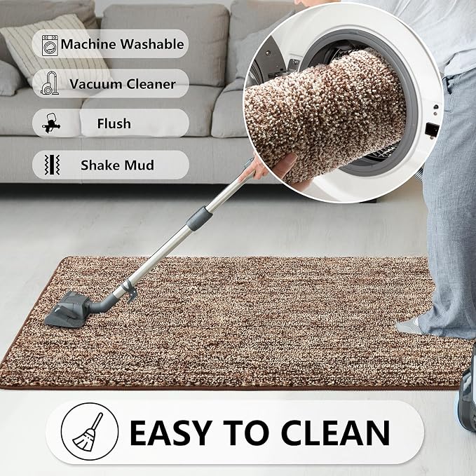 REFETONE Indoor Doormat, Front Door Mat 32"x40" Absorbent Rubber Backing Non - Image 6