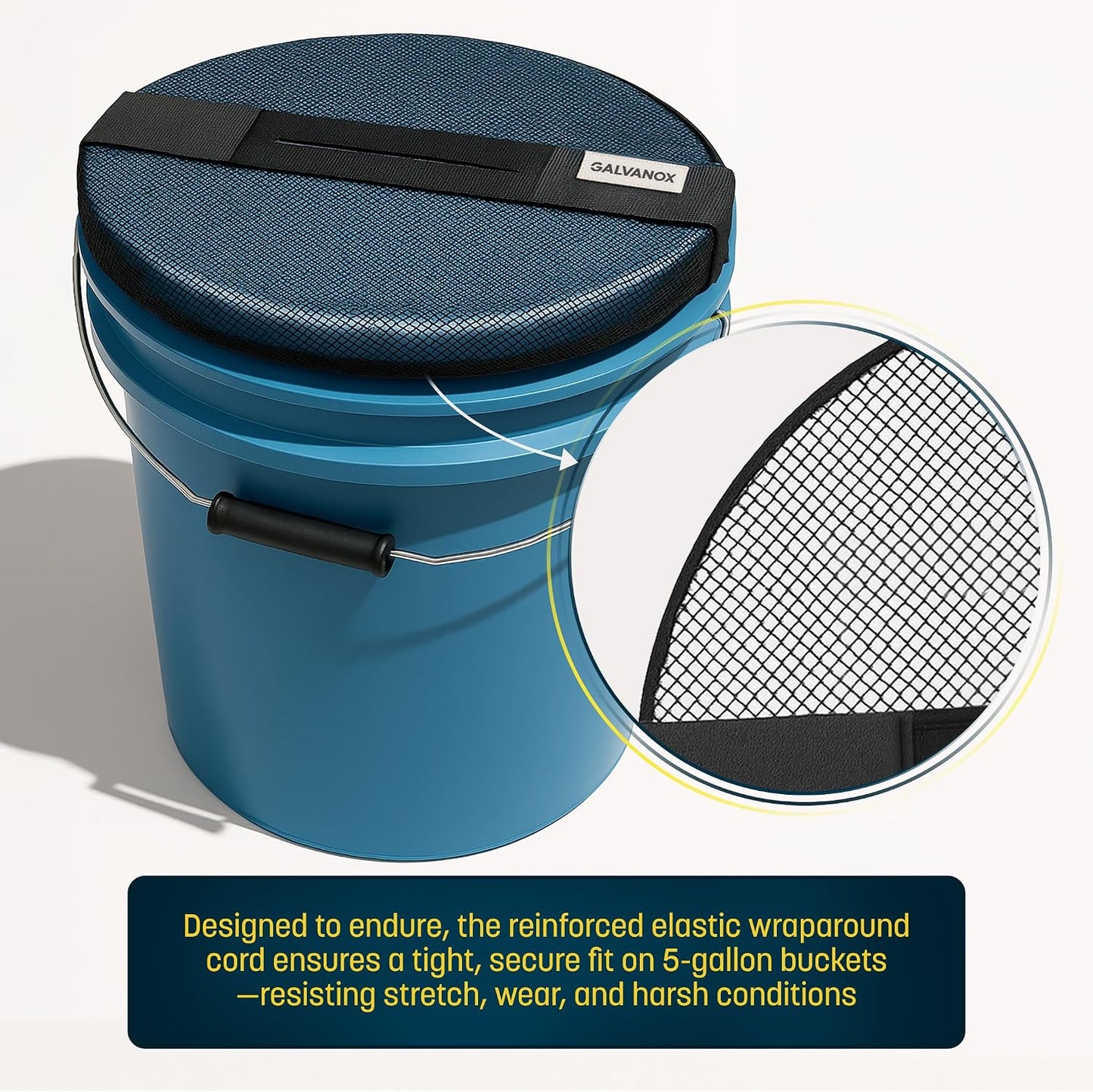 GALVANOX Mesh Lid for 5 Gallon Bucket, Compatible with Loadout Buckets - Boat Trash Can Cover for Fishing and Boating