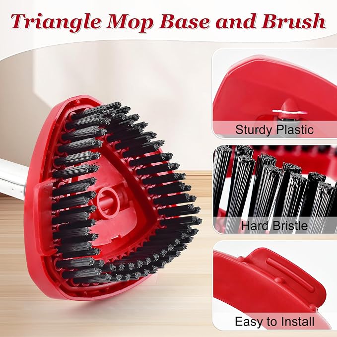 Spin Mop Handle, Mop Heads Replacements, Scrubber Mop Head and Mop Base Combo - Image 5