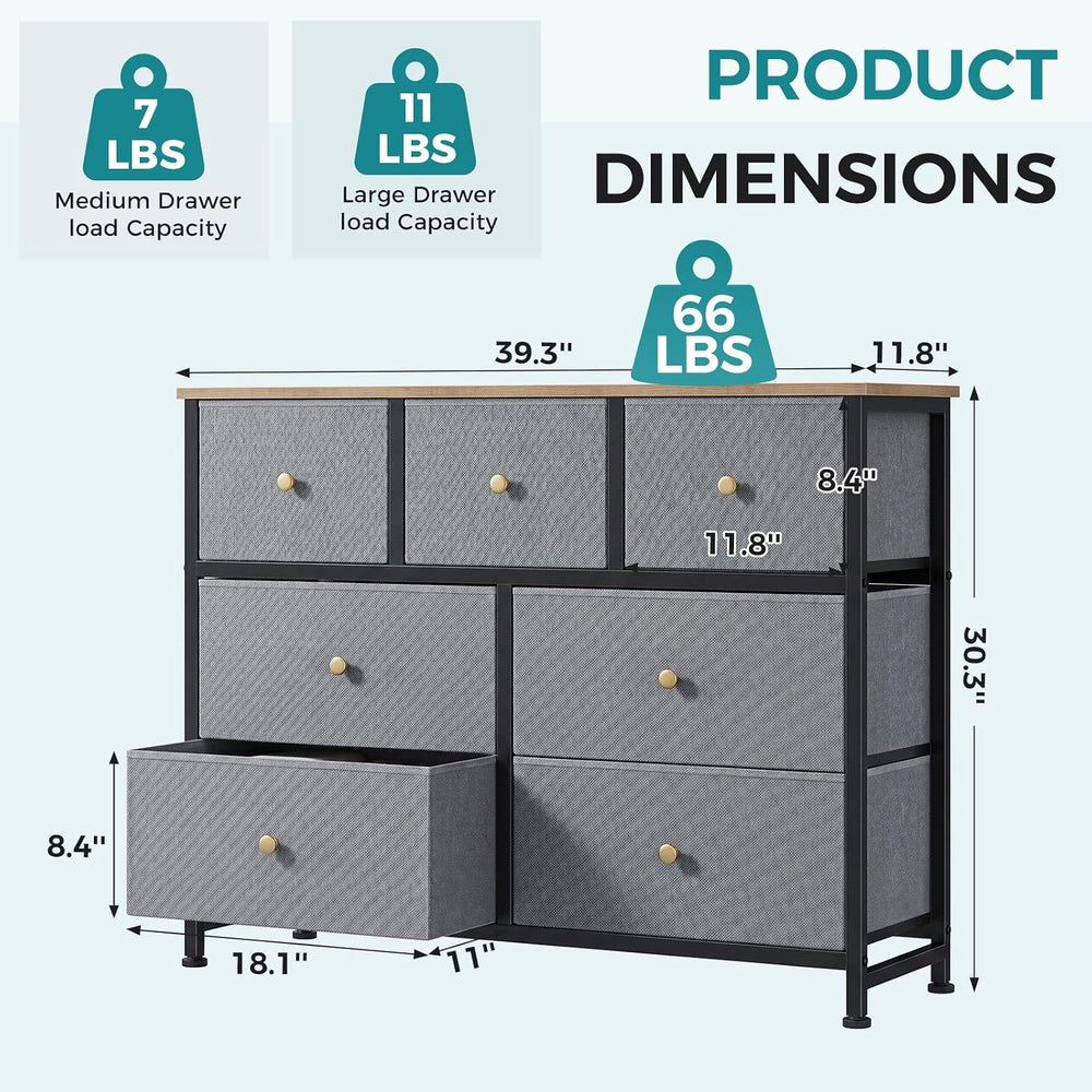 OLIXIS 7 Drawer Fabric Dresser, Storage Tower for Bedroom and Closet