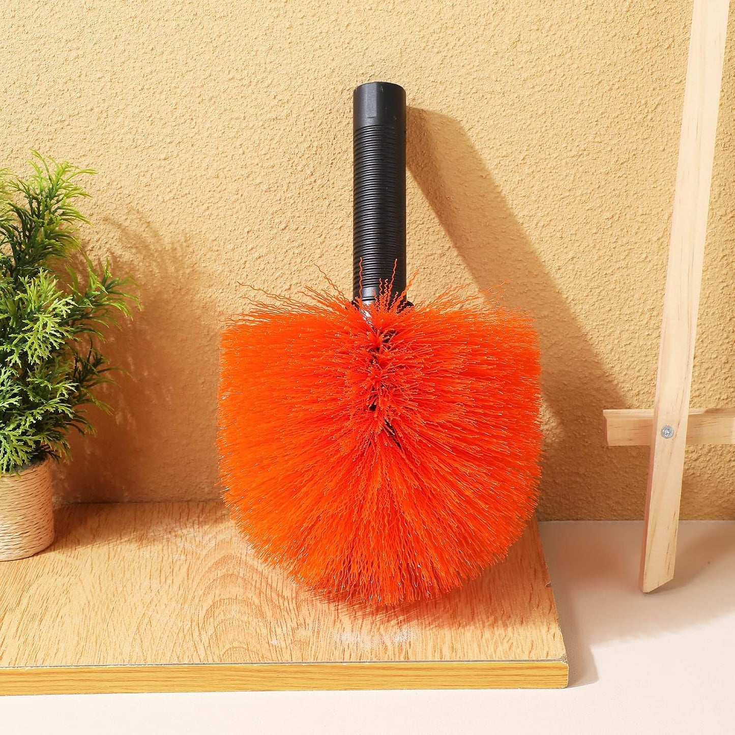 Cobweb Duster Head Spiderweb Brush Handheld Web Remover with Orange Bristles for Indoor Ceiling and Wall Dusting
