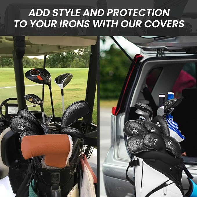 FINGER TEN Premium Synthetic Leather Stylish Iron & Wedge Golf Head Covers - Image 7