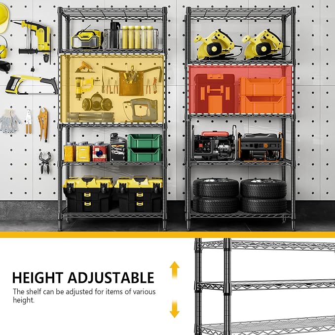1250 lbs 5 Tier Shelf Metal Storage Shelves Shelving Wire Rack Heavy Duty - Image 7