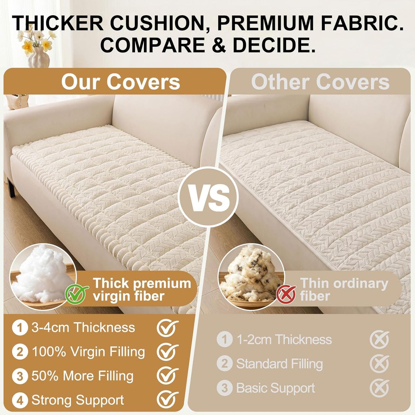 Smiry Couch Cover for Dogs, Non Slip Fuzzy Pet Sofa Covers Washable for 2-3 Cushion Couch, Soft Thick Furniture Protector for Cats Dogs, Against Fur, Dirt, Scratch Resistant (Beige, 27.6"x59")