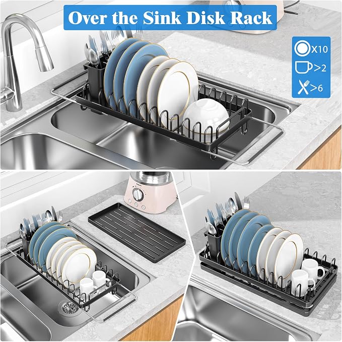 Small Dish Drying Rack Over The Sink, Compact Dish Rack - Image 2