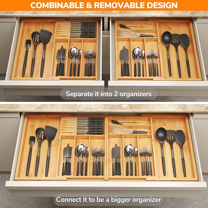 BAMEOS Expandable Silverware Drawer Organizer - Image 5