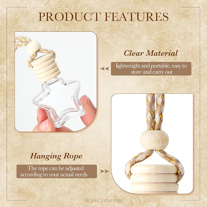 BBTO 50 Pcs Hanging Car Air Freshener Car Diffuser Bottles Empty Glass Perfume - Image 4