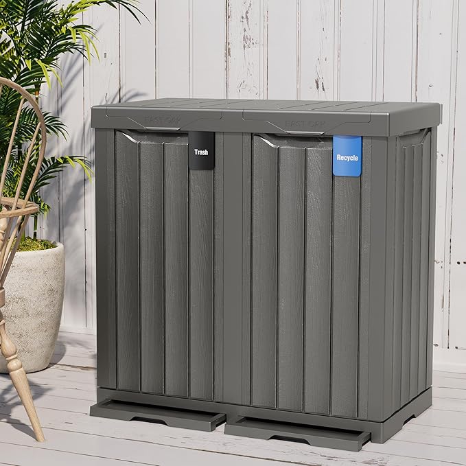 EAST OAK 62 Gallon Outdoor Trash Can | Waterproof Resin Garbage Can - Image 9