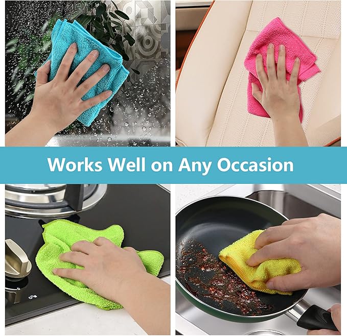 HOMEXCEL Microfiber Cleaning Cloth, 12 Pack Cleaning Rags, Cleaning Towels - Image 6