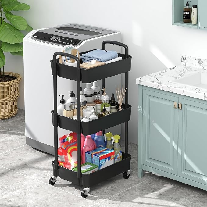 Sywhitta 3-Tier Plastic Rolling Utility Cart - Image 5