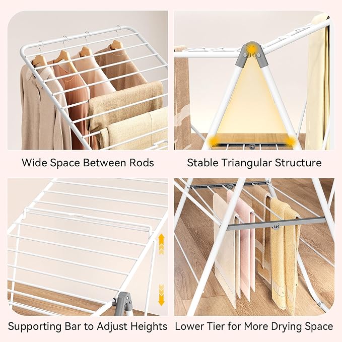 APEXCHASER Clothes Drying Rack, Foldable Drying Rack Clothing, Sturdy Metal - Image 5