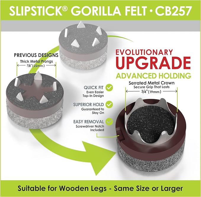 GorillaFelt Chair Leg Floor Protectors/Felt Chair Glides Tap-On Felt Furniture - Image 3
