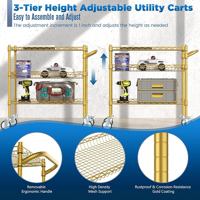 Leteuke 3 Tier Rolling Carts - Image 4