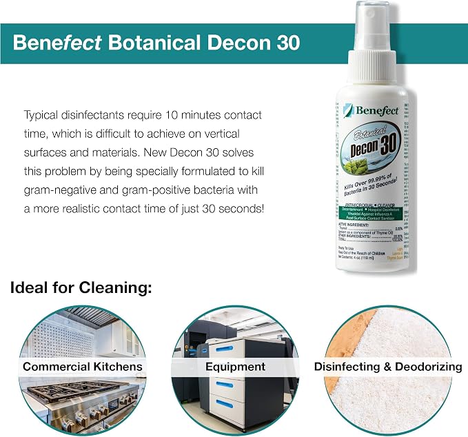 Benefect Botanical Decon 30 Disinfectant Cleaner, 4 oz. Spray Bottle, Light - Image 2