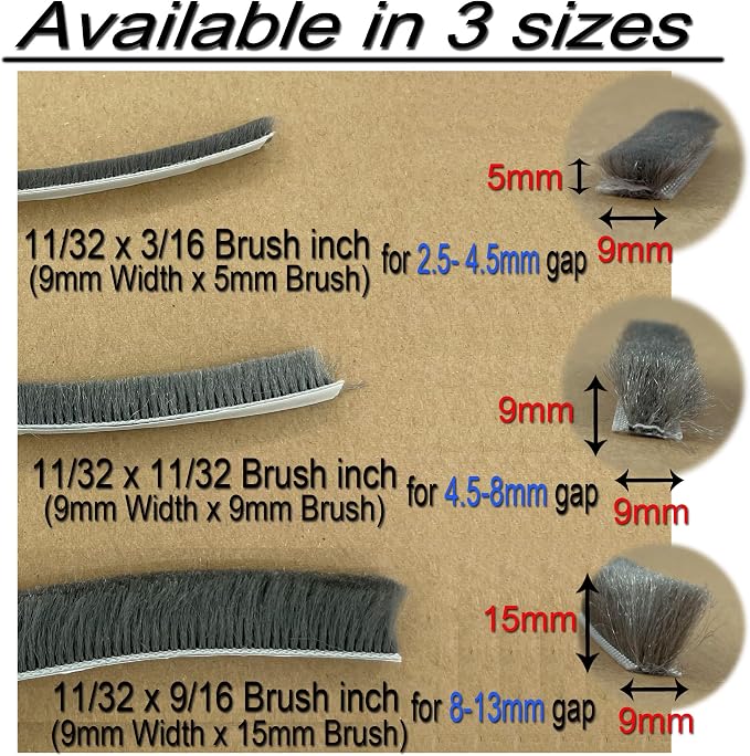 Weather Stripping Brush for Sliding Windows/Doors Frame Side, Pile Self - Image 8