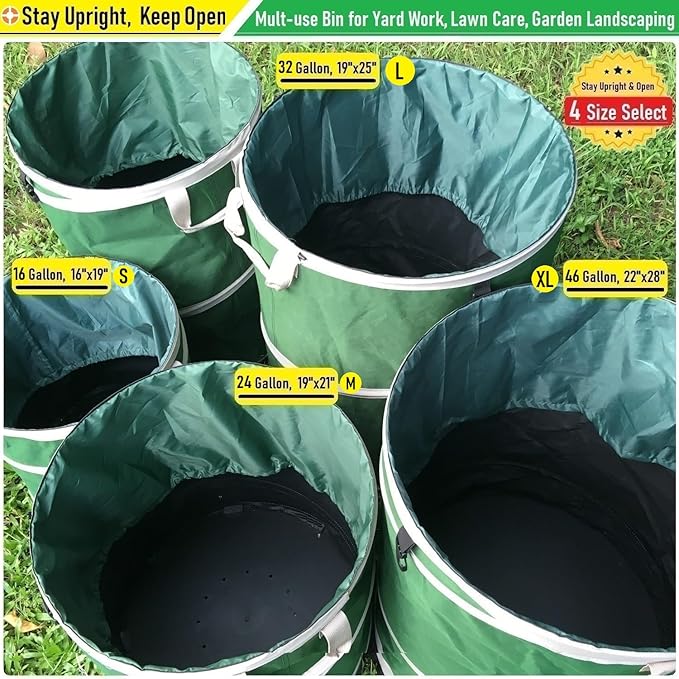 32-Gallon Collapsible Trash Can Hard-Shell Bottom Yard Garden Bag - Image 7