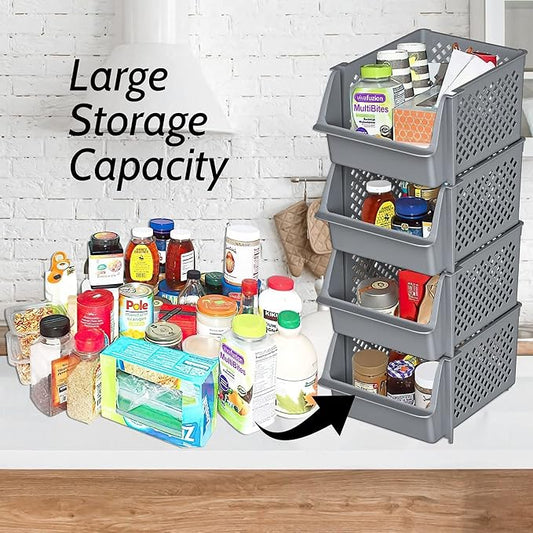 Skywin Plastic Stackable Storage Bins - Image 2