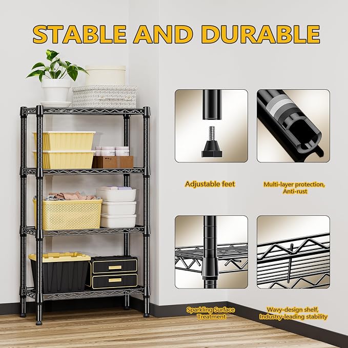 1000 lbs 4 Tier Shelf Metal Storage Shelves Wire Rack Closet Organizers - Image 6