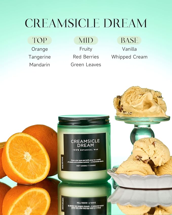M&SENSE Orange Creamsicle Scented Candle, 7.05oz 50 Hours Slow Burning Non - Image 2